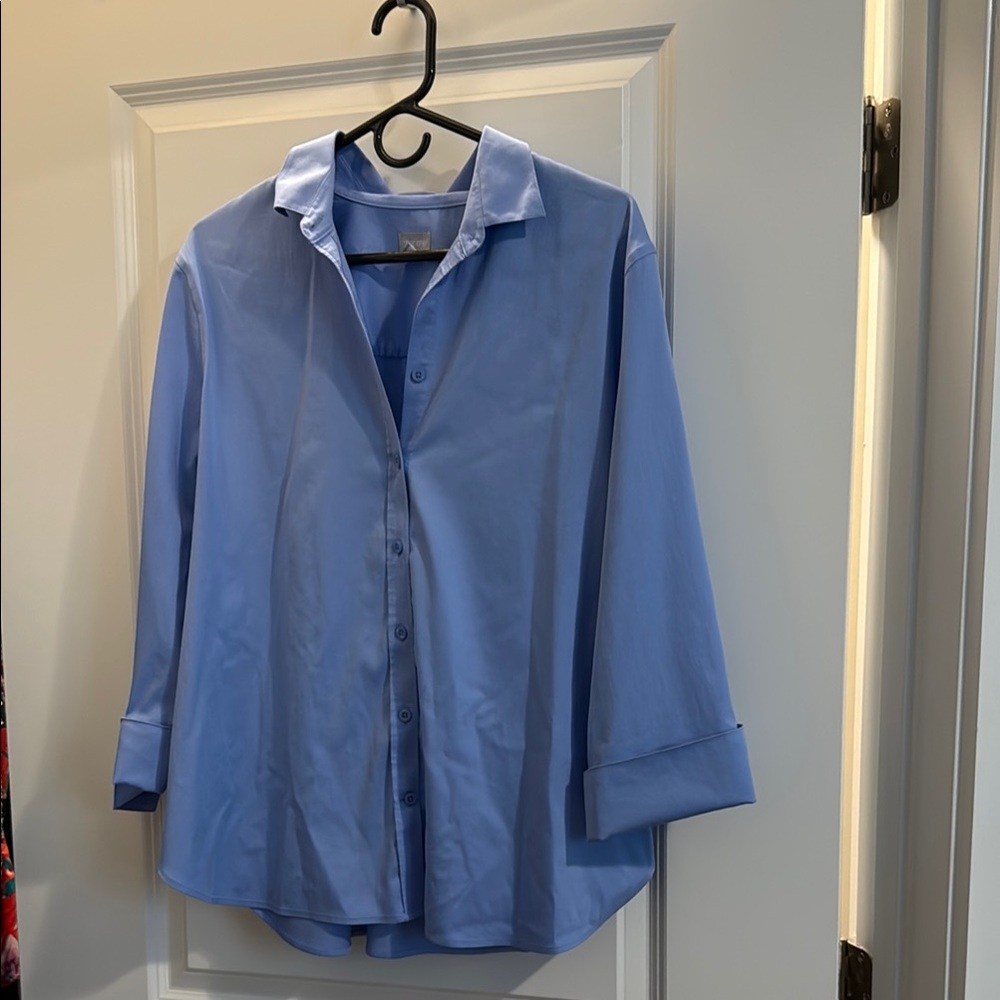 Chico's Blue Casual Blouse with Relaxed Fit